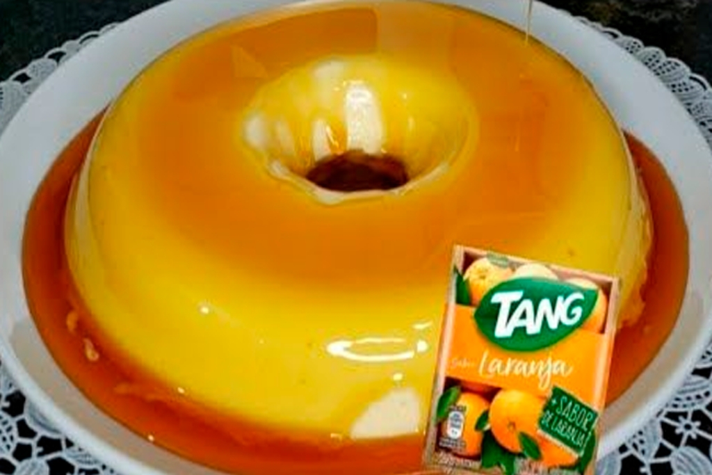 Pudim de tang delicioso, sem forno e sem ovos super fácil Pudim de tang delicioso, sem forno e sem ovos super fácil