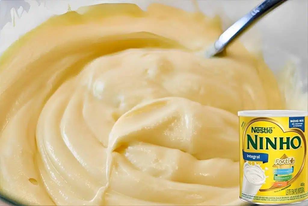 Creme belga com Leite Ninho simples, para rechear bolos e tortas ou comer de colher Creme belga com Leite Ninho simples, para rechear bolos e tortas ou comer de colher