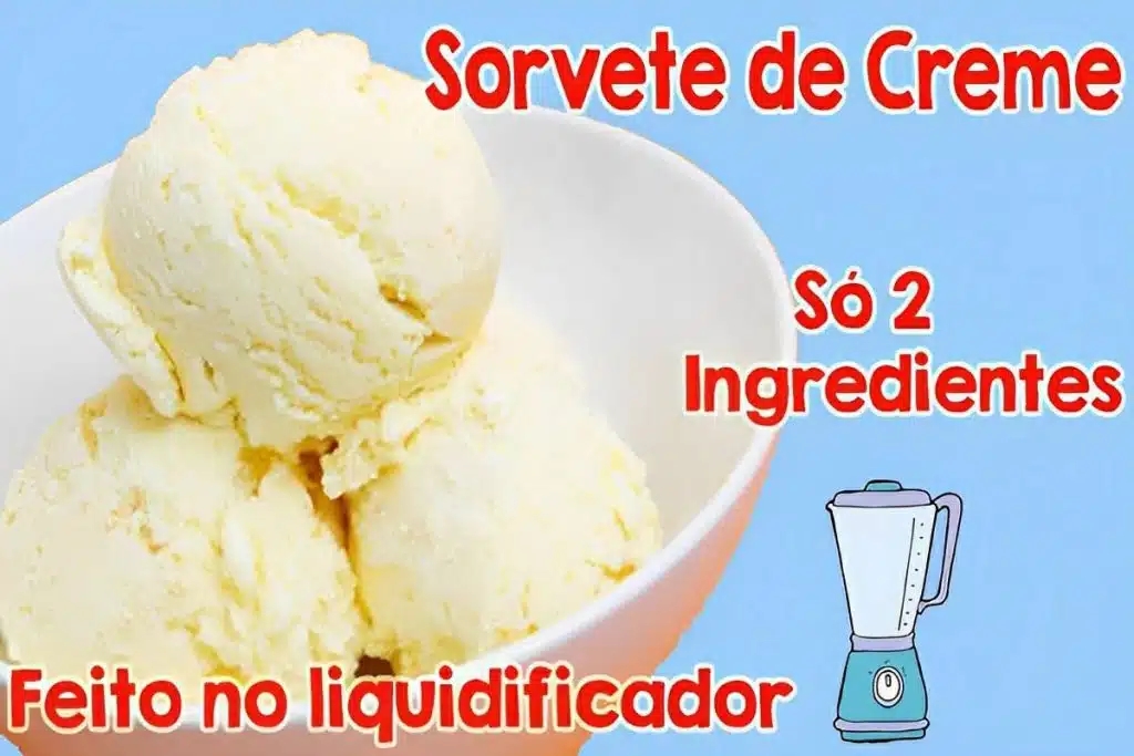 Sorvete de creme com 2 ingredientes no liquidificador, muito simples e cremoso Sorvete de creme com 2 ingredientes no liquidificador, muito simples e cremoso